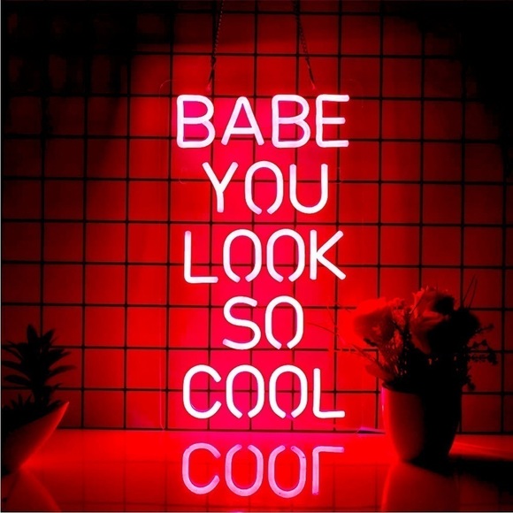 Babe You Look So Cool Pink Neon Retro LED Party Light Bedroom Wall BathroomDecor - Picture 7 of 7